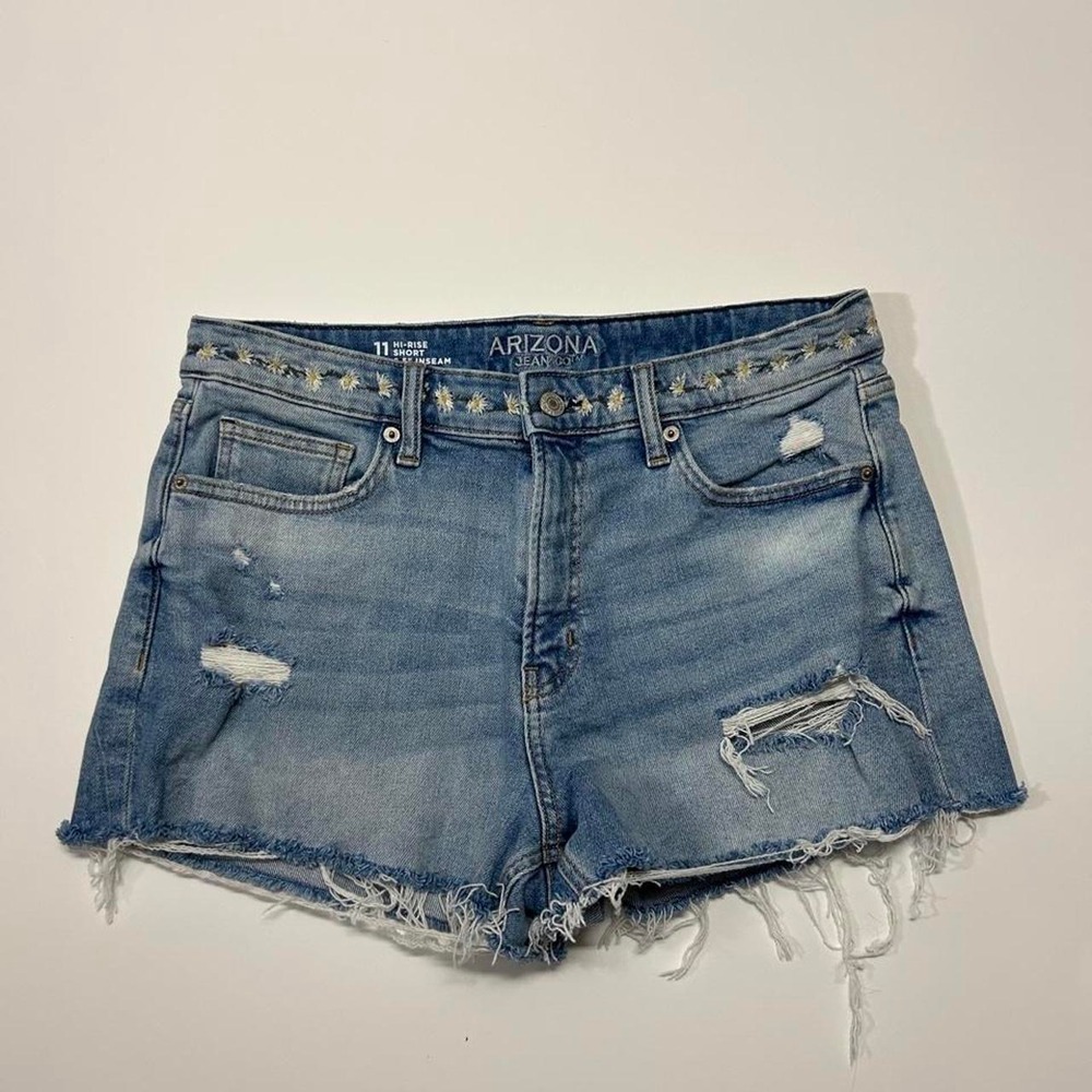 Arizona Hi-Rise Distressed Denim Shorts Womens Size 11
